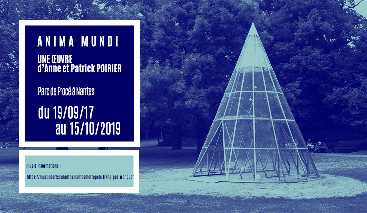affiche en bichromie bleue pour l'exposition Anima Mundi servant de bannière pour le site de Karine Boulay Studio de design et création web